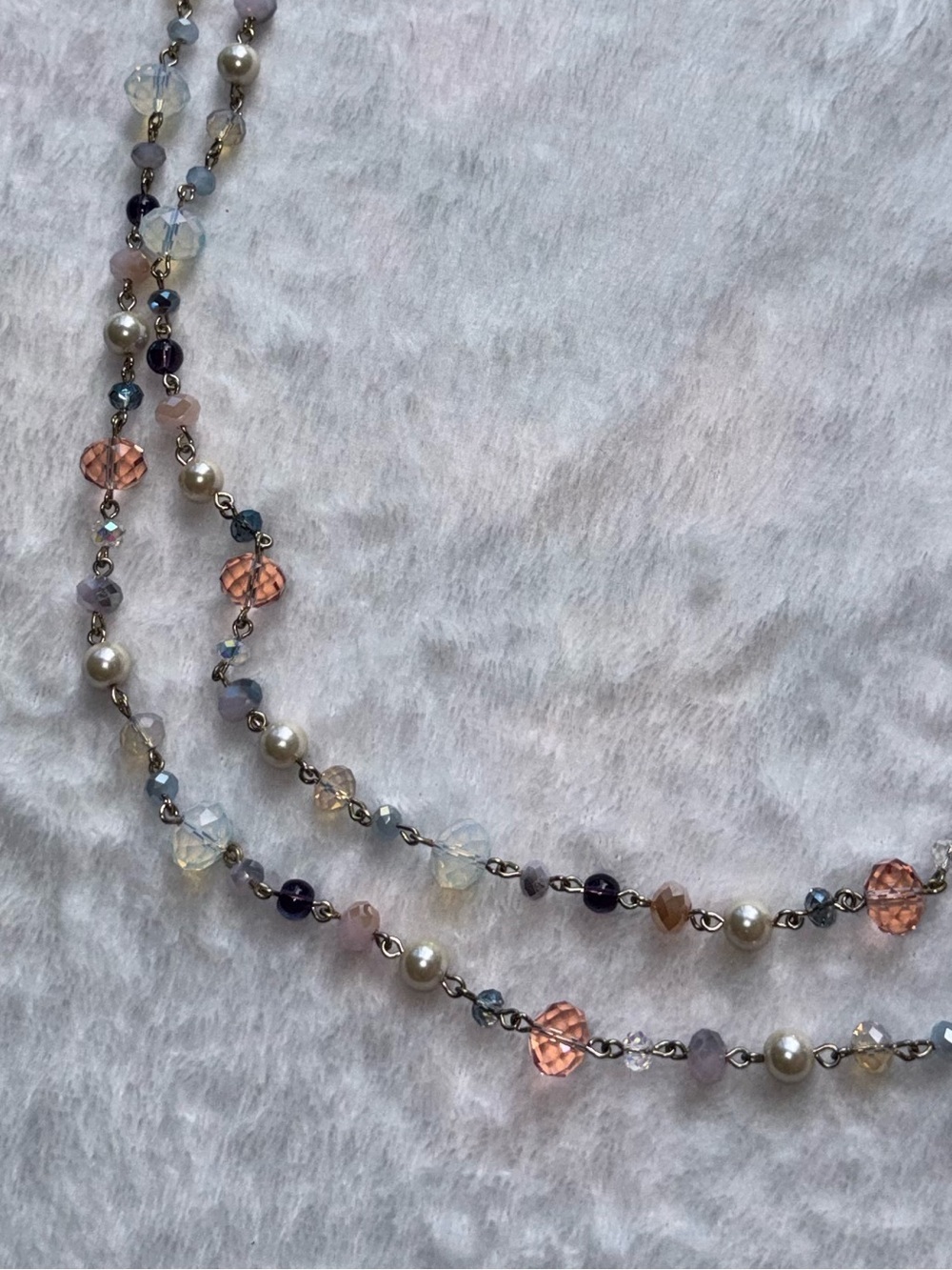 TALBOTS Faux pearl & Glass bead multi strand necklace pastels - Picture 9 of 11